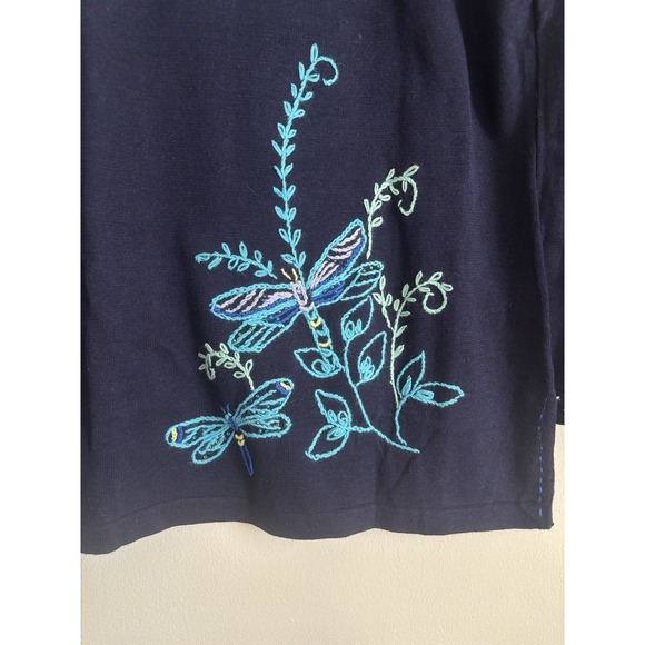 Storybook Knits Small Sweater‎ Tunic Sweater Dragonfly Embroidered Blue Y2K - Picture 5 of 8